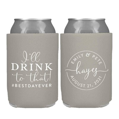 Personalized Wedding Can cooler, beer hugger, Stubby Cooler, engage party favor, promotional product, wedding favor gift F009 - image1